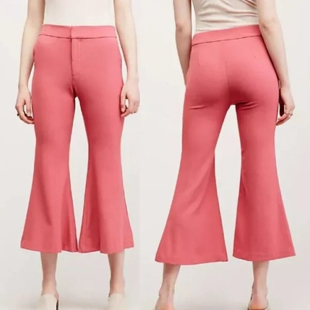 Free People Philadelphia lori pink stretch cropped flared pants size 10